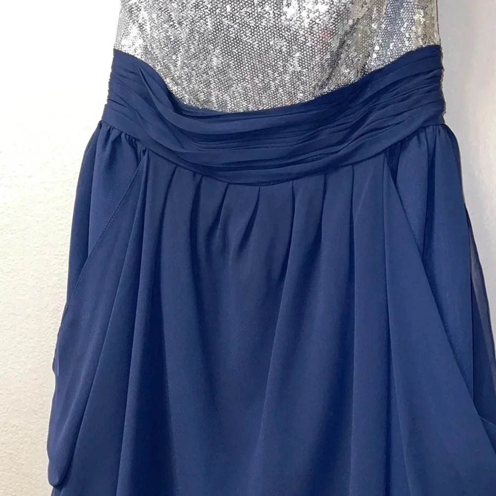 Bill Levkoff strapless dress. Navy blue + sequence - Picture 2 of 9